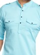 Short Kurta In Sky Blue For Men